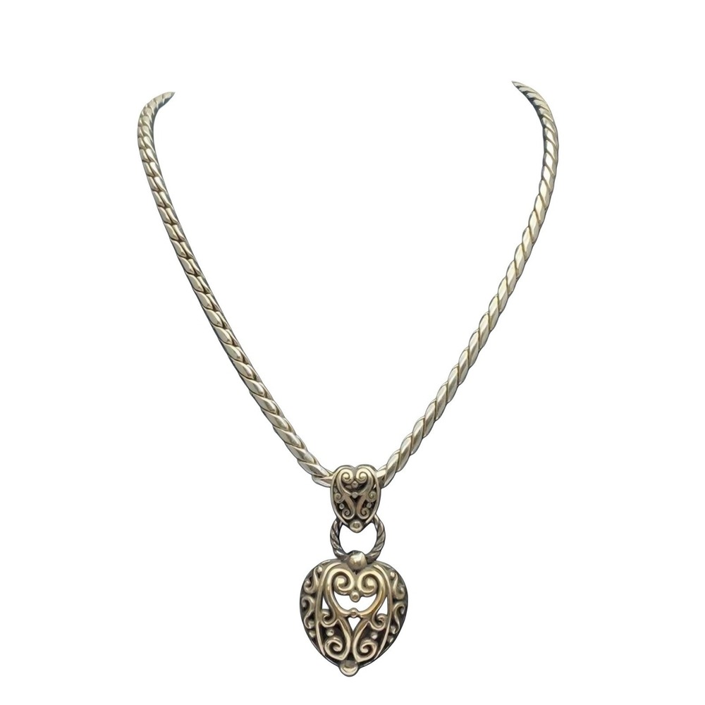 Brighton Silver Tone Heart Pendant Necklace 1pc 63.2g Statement Love‎ Classic